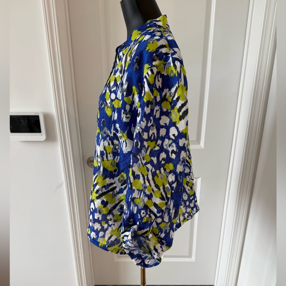 Ruby Rd. Vibrant Blue and Green Button Down Shirt - Picture 4 of 9